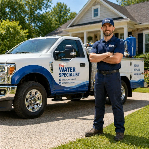 The Water Specialist well pump service truck and technician in Hillsborough NC